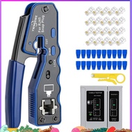 RJ45 Crimping Tool Kit for Cat5e Cat6a Ethernet Connectors, Pass Thru Design 8P8C Modular Crimpers, 