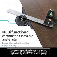 Horizontal Movable Angle Ruler 300mm Stainless Steel Multifunctional Angle Ruler, Straight Edge Angl