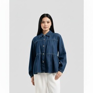 Adeline Peplum Denim Jeans Top Blouse