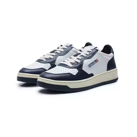 Autry Unisex Medalist Low Leather Sneakers Blue White /AULM-WB04