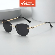 Women Butterfly Uv400 Rimless Tinted Lens Heart Temple Fashion Sunglasses