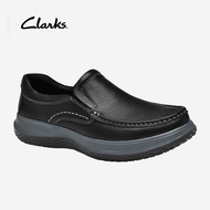 Clarks_Un Rise Step รองเท้าหนังสีดำบุรุษแบบสวมรองเท้าผู้ชายรองเท้าผ้าใบหนังสีดำ - YT8062♢L1016