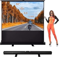 lesolar 4:3 Manual Pull up Projector Screen 84inch Indoor Outdoor Wall Mount Projection Screen with 