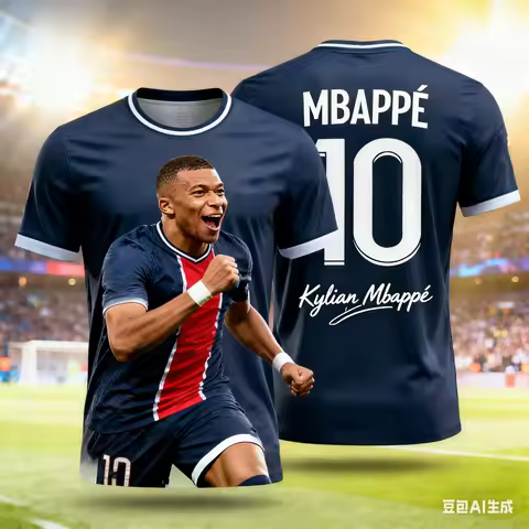 2026 New Mbappe No.7 Red and Blue 3D Shirt Fitness Training Competition Quick Drying Sportswear Summ