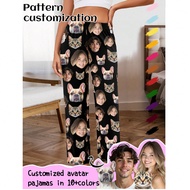 Customized Women's Pajama Pants With Unique Couple Selfie, Celebrity Face Swap, And Pet Face Replace