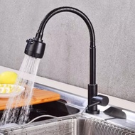 Black Kitchen Sink Faucet Stainless 360 Rotate Flexible Sink Faucet Cold Tap Two Effluent Modes