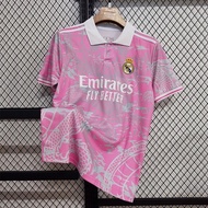 23-24 Royal Madrid Pink Training Uniform Western Armor King Polo Jersey Fan Version Men Short-Sleeved Football Uniform100411G GG