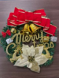 聖誕節裝飾花環門掛 鈴鐺小鹿40cm