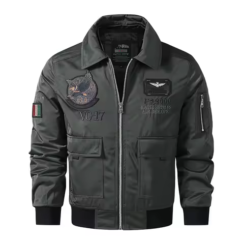 Military Air Force Flight Jacket Men's Tactical Bomber Jacket fur collar Army Combat Jacket Pockets 