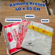 MERAH [BAWANG] Jumbo Plastic Bag 40 x 65cm Red/ White Transparent Large Plastic Laundry Bag
