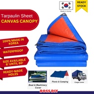 Canvas Canopy 6ft 8ft 9ft 10ft 12ft Kaki Blue Orange Kanvas Khemah Kolam Tutup Kereta Lori Atap Shad