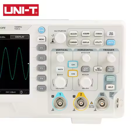 UNI-T Digital Oscilloscope UTD2102CEX+ 100MHz 1GS/s 2 Channels 1mV/div~20V/div Storage Desktop Oscil