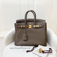 (Like new) Hermes Birkin 25 in Etoupe Togo Leather and GHW