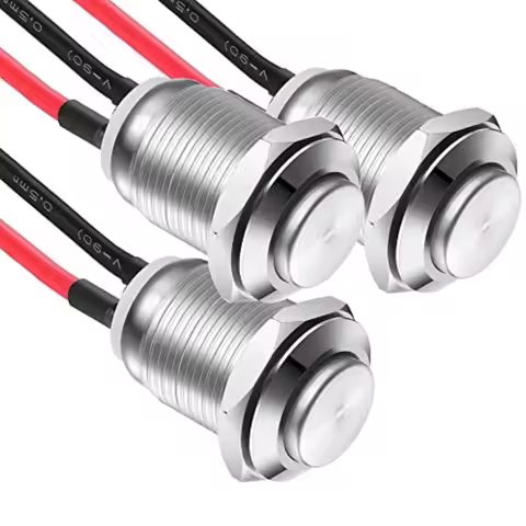 12mm Momentary Push Button Switch 12V Metal Waterproof Pushbutton Switch Silver Normally Open (ON) O