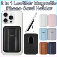2 in 1 Leather Magnetic Phone Card Holder Magsafe Wallet with Adjustable Stand Back Sticker Foldable