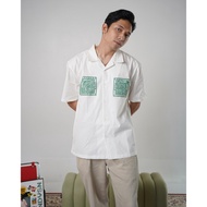 KEMEJA Rown Division Short Shirt || Freja White Bowling Shirt