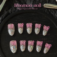 Jennie Long Wear Nail Tips Bling Bling High-End Handmade White Nail Art Bright Color Series Any Skin