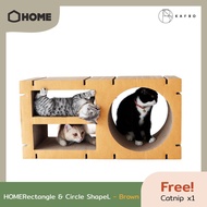 KAFBO HOME RECTANGLE-CIRCLE SHAPE L - Brown ที่ลับเล็บแมว ที่ฝนเล็บแมว ที่ข่วนเล็บแมว ที่นอนแมว บ้าน