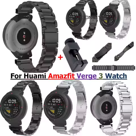 Replacement Wrist Strap for Xiaomi Huami Amazfit3 Watch Band Stainless Steel Watchband Bracelet for 