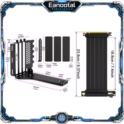 Vertical Graphics Card Holder 3 Slot GPU Mount with PCIe 3.0 4.0 X16 Extension Cable Optional Kit