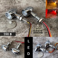 ไฟเลี้ยวแต่ง LED จิ๋วV3 สีเงิน ไฟสองสี สำหรับมอเตอร์ไซค์สไตล์ วินเทจ คลาสสิค คาเฟ่ เรโทร บอบเบอร์ HD