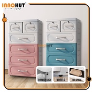 Innohut Plastic Drawer Cabinet Clothes Cupboard Almari Laci Besar Wardrobe Drawer Rak Baju Bertutup 