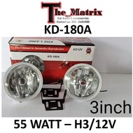 KD-180A 3 INCH H3/12V 55WATT WHITE FOG LAMP ONE PAIR