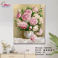 Digitized Painting Color By Number GAM Peony Color Set 5ml Frame 40x50cm BH0009C