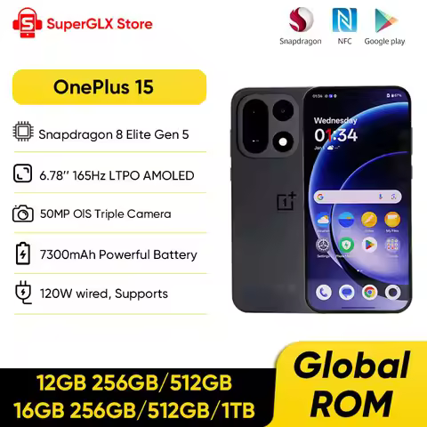 Original New OnePlus 15 Unlocked Smartphone 6.78'' 165Hz High Refresh Rate Screen 50MP Triple Camera