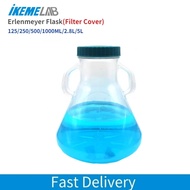 IKEME 5L Sterile Erlenmeyer Flask Plastic Round Bottom Cell Culture Conical Erlenmeyer Flask Bottle 