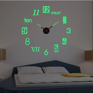 นาฬิกาส่องสว่างอะคริลิคตกแต่ง Dinding Kamar Tidur นาฬิกาแขวนเงียบการตกแต่งบ้านสีทึบ DIY