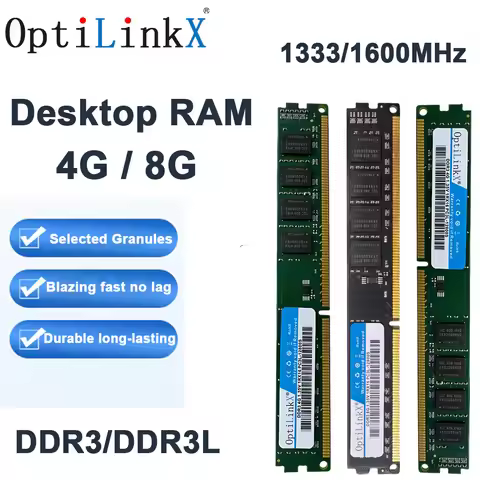 OptiLinkX Memory Desktop RAM DDR3 8GB 1600MHz Ram Desktop Memory PC3 4GB 12800 240pin NO ECC DDR3L C