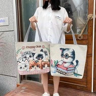 Large-sized canvas tote bag fits A4 paper with zipper and convenient inner compartment made of soft,