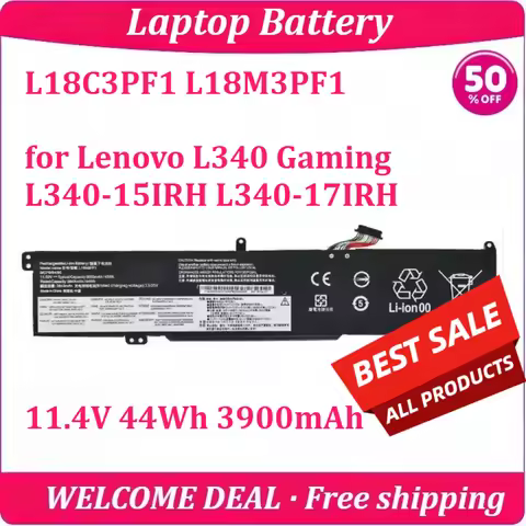 [New] L18C3PF1 L18M3PF1 for Lenovo L340 Gaming L340-15IRH L340-17IRH Laptop Battery 11.4V 44Wh 3900m