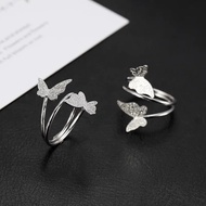 STIPA Cincin Titanium Kupu Lingkar Gold Silver Women Casual Elegant Fashion Ring Accessories Wedding