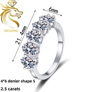XICLONG 2.5CT All Real Moissanite Diamond Ring Diamond Handmade High Quality Fancy Cut Oval Eternity