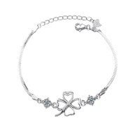 925 Sterling Silver Good Luck Bracelet for Women 4 or 5 Leaf Clover Shamrock Flower hollow Cubic Zir