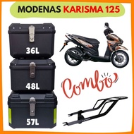 (Combo Box+Monorack) Modenas Karisma 125 Fi Motor Top Box 36L 48L 57L+Rapido Monorack V Rack