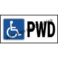 PWD - white PVC Signage - 3.75 x 7.5 inches