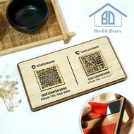 Mã QR để bàn 2 trong 1 Bảng gỗ in mã QR ngân hàng và Wifi QR code để bàn và Logo khắc theo yêu cầu