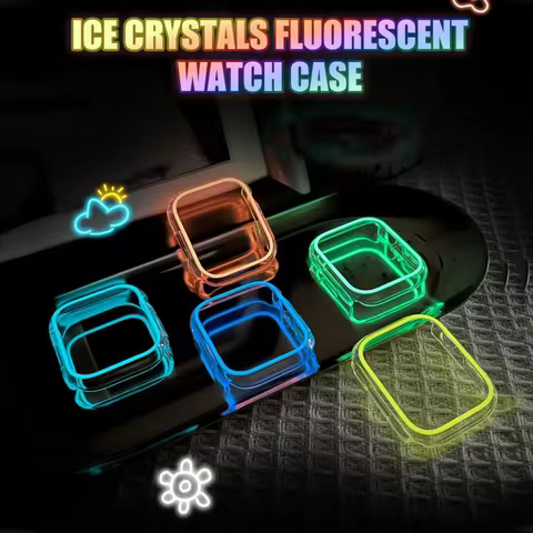 Luminous watch case for Apple Watch 40/41/44/45/42/46mm, stylish hollow protection cover iWatch Seri