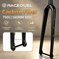 RACEDUEL 700C Carbon Fiber Gravel Bike Fork Ultra Lightweight Tapered Rigid Fork 12*100mm Gravel For