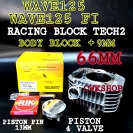 BLOCK HPSP WAVE125 WAVE125 FI RACING BLOCK 68MM 65MM 66MM BODY +9MM HPSP PIN 13 PIN14（SLEEVE LUAR 72