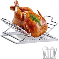 Adjustable Roasting Rack with Lift for Turkey Chicken, Fits 9x13 Pan, Non-Stick Heavy Duty Stainless