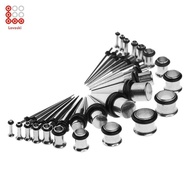 [Lovoski] 36 Pieces Stainless Steel Ear Gauge Taper Kit with Ear Plugs Double O-rings 14G-00G Stretc