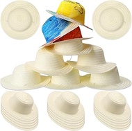 Mepase DIY Straw Hat Set Beach Summer Work Farmer Hats for Men Women Kids Adults Cowboy Birthday Par
