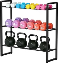 LOFTEY 3 Tier Adjustable Dumbbell Rack, 330 lbs Capacity Metal Weight Storage Rack, Space-Saving Hom