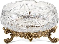 High-end Ashtray, Luxury Transparent Crystal Glass Ashtrays with Grape Leaf Brass Pedestal, Anti Fly Ash Cigar Cigarette Smoking Smokers Ash Tray, Decorative Ornament */1503 (Color : Onecolor, Size