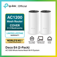 TP-Link Deco E4 AC1200 Whole Home Mesh WiFi 1 กล่อง 2 เครื่อง พอร์ต 10/100 Mbps 2 ช่อง ตัวขยายสัญญาณ