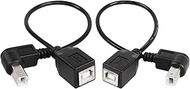 2PCS USB 2.0 Type-B Printer Cable, USB 2.0 B Female to Type-B Male (90 Degree UP + Down Right Angle)
